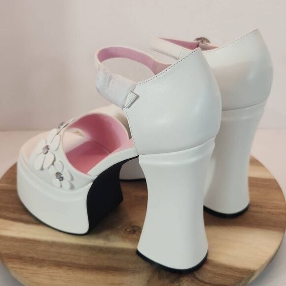 Dolls Kill - Sugar Thrillz Power Play Peep Toe Heels - Women's Size 8 Pistol 2 - Picture 4 of 9